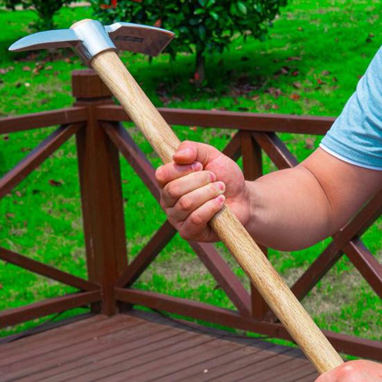 Piccozza a doppia testa in acciaio inossidabile con manico in legno allentare il terreno scavare zappa piccozza multifunzionale attrezzi da giardinaggio
