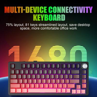 Mechanical Keyboard Bluetooth-Compatible/2.4G/Type-c Wired Three-mode Connections Full-key Hot-swap 81 Keys Keyboard