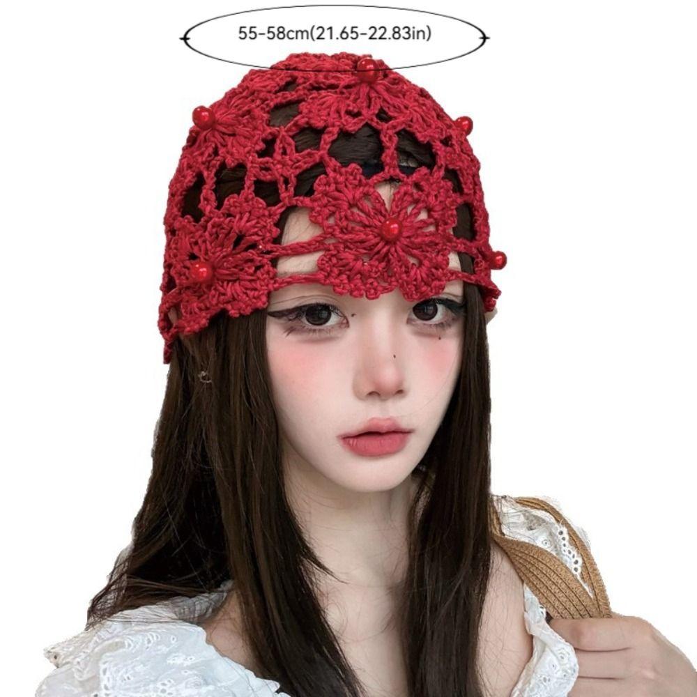 Breathable Pullover Cold Hat Hand-crocheted Beret Cap Fashion Knitted Beanie Cap  Women