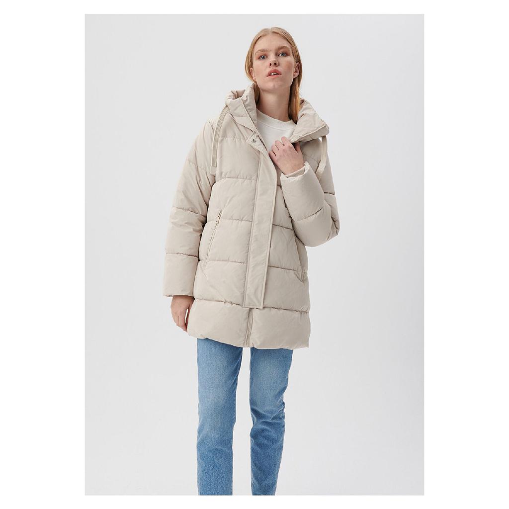 Hooded Beige Puffer Jacket 1110150-70144