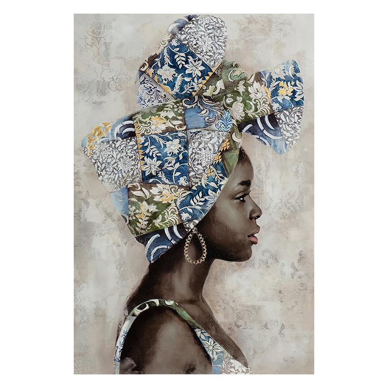 

Красивая африканская женщина, портрет, печать на холсте, настенная живопись в этническом искусстве, винтажный постер, изображение для гостиной, домашний декор, Cuadros 30x40cm No Framed