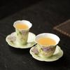 Hand-painted Hydrangea Tea Cup Household Ceramic Kung Fu Tea Set Chinese Master Cup Coaster Teaware Drinkware Kitchen Supplies