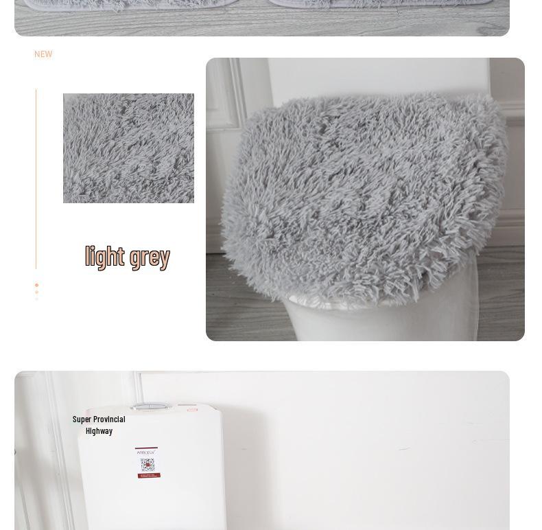 Zestaw mat łazienkowych antypoślizgowych w stylu skandynawskim - Mata podłogowa z PVC z wełny jedwabnej, Toaleta, Wanna, 3-częściowy.