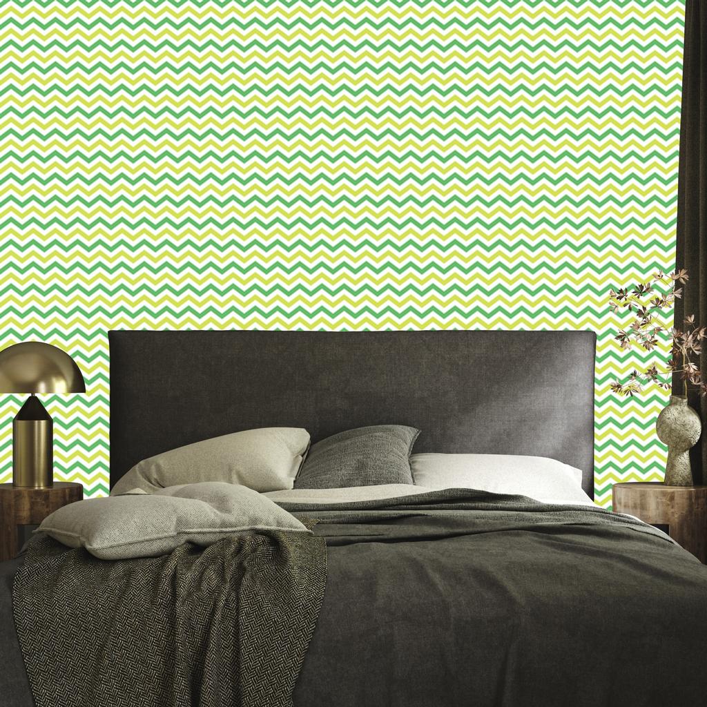 Zigzag Cream and Mint Wallpaper for Living Room and Bedroom 50x1000