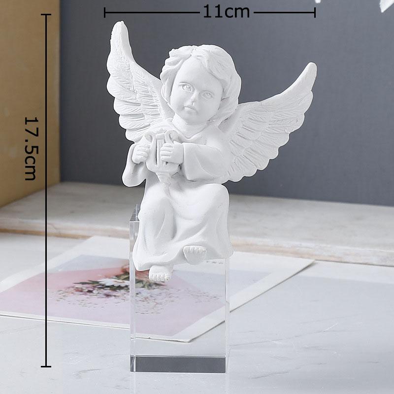 Holy Angels Statue Desk Decoration Creative Angels Ornaments Transparent Base Handicrafts Resin Sculpture Room Aesthetics Decor