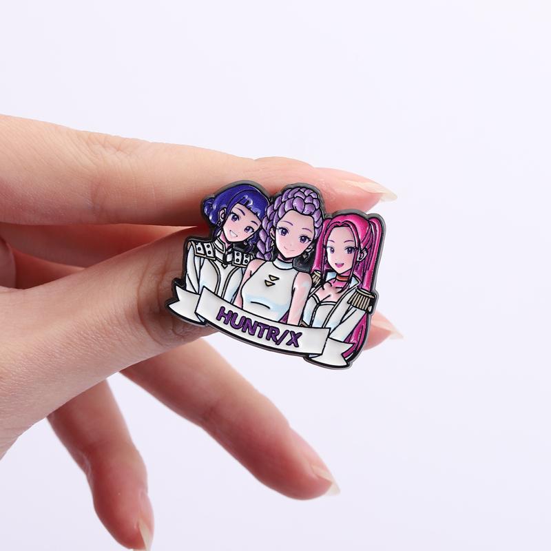 Koreanische POP Girlband Emaille-Pins Cartoon Dämonenjäger Broschen Anstecknadeln Kleidung Anime Schmuck Geschenk für Fans Freunde