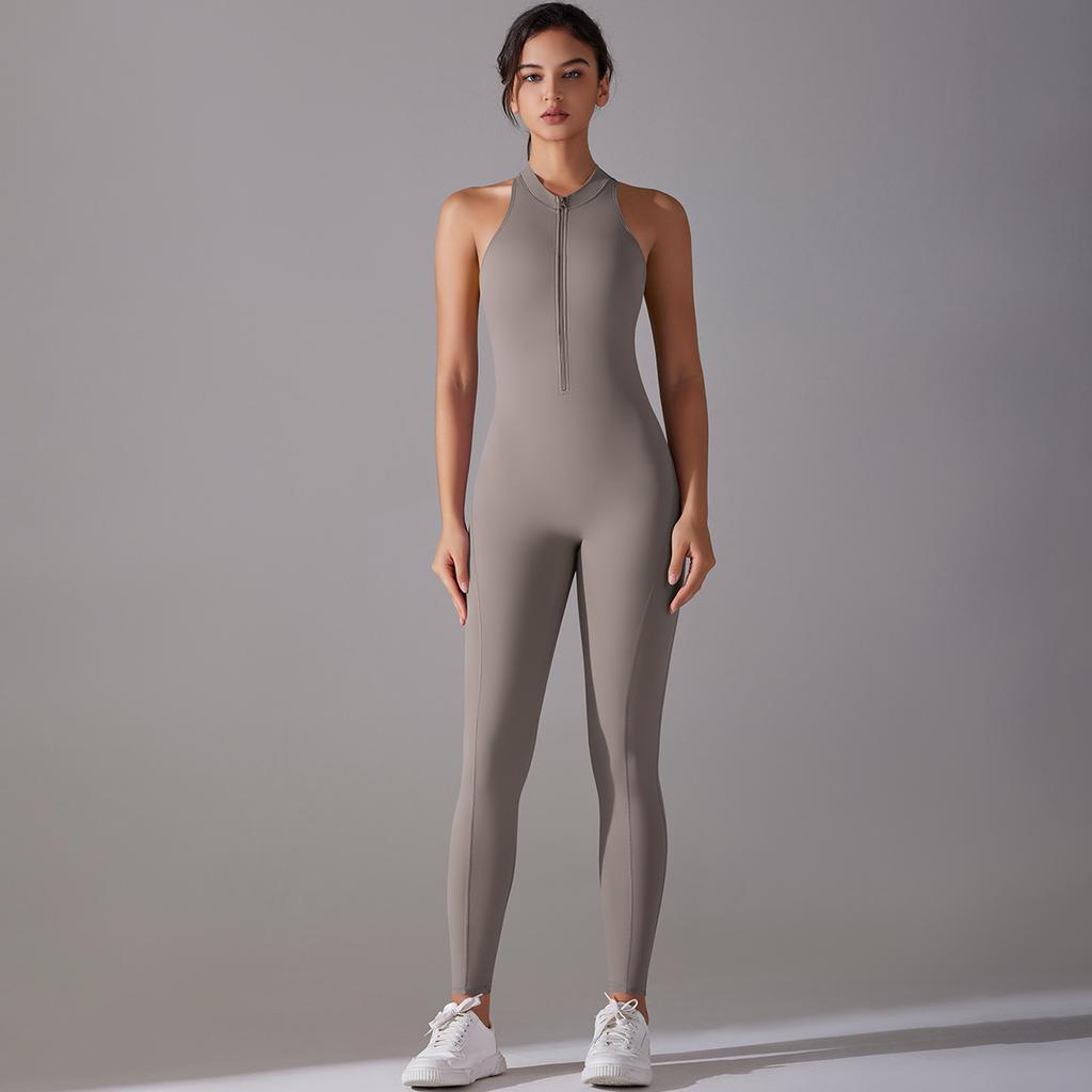 One Piece Zipper One-Piece Yoga Suit Women'S Sports Bodysuit With Hollowed Out Beautiful Back Running And Fitness Suit One-Piece Suit Women
