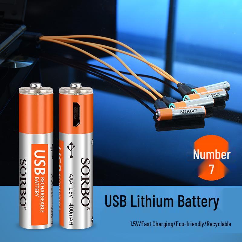 Smart USB Rechargeable AAA Battery Charger Set, 2-Slot Universal 1.5V Lithium Polymer Batteries.