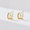 Trendy CZ Claw-Shape Stud Earrings for Women Minimalist Versatile Ear Piercing Accessories Fashion Dating Jewelry Wholesale