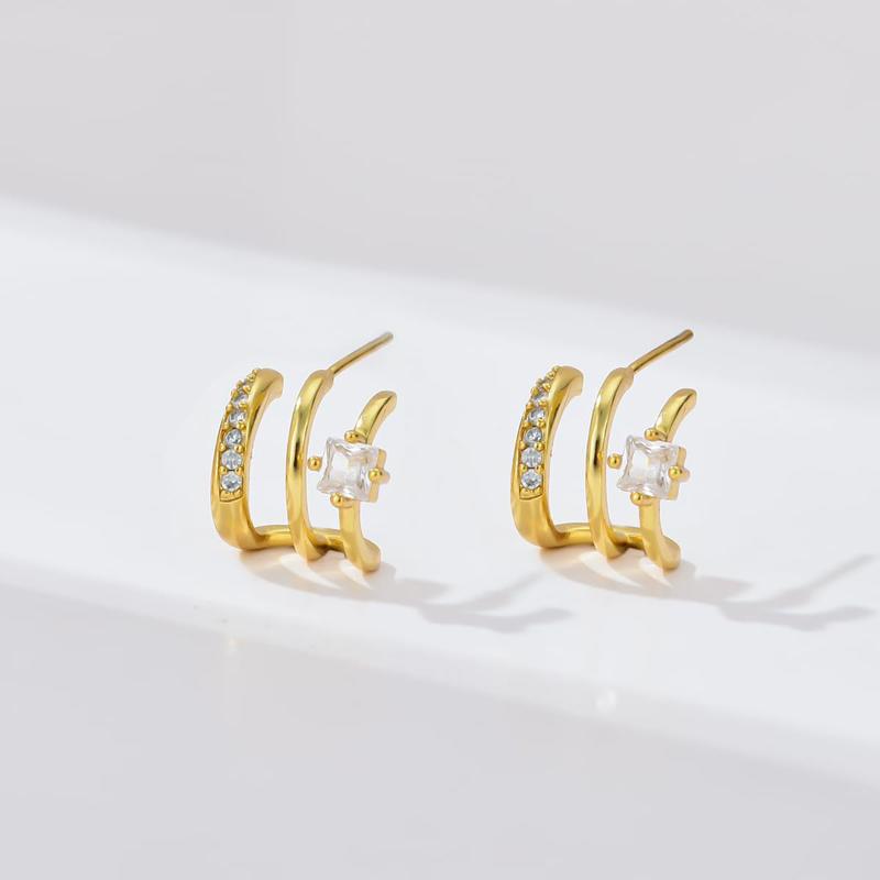 Trendy CZ Claw-Shape Stud Earrings for Women Minimalist Versatile Ear Piercing Accessories Fashion Dating Jewelry Wholesale