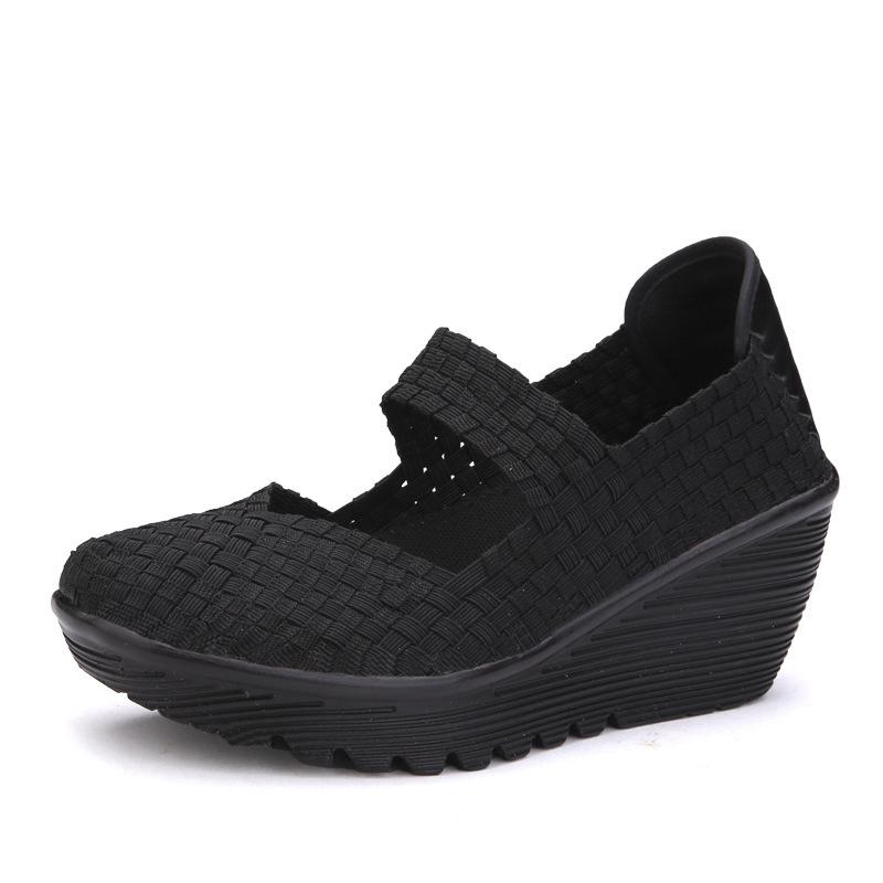 2021 new thick-soled weave shoes, fish mouth sandals, comfortable mother shoes, foreign trade large-size women's shoes