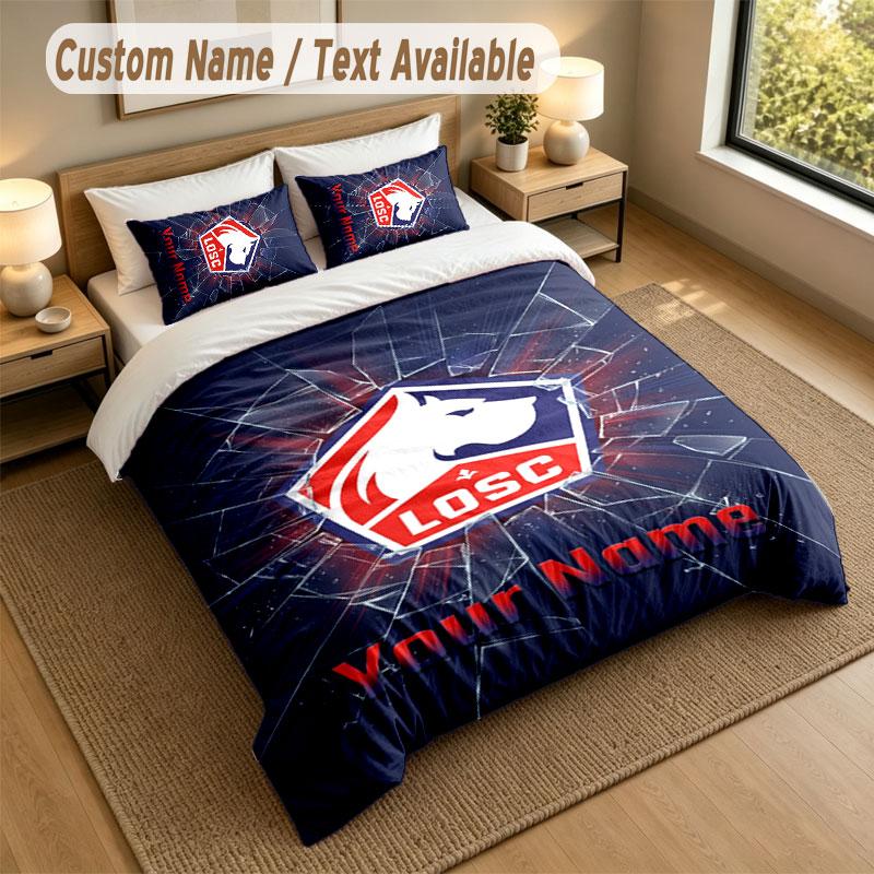 Bedding Set 1 Duvet Cover 2 Pillowcases LOSC Lille Print Soft Bed Linen Bedroom Decor
