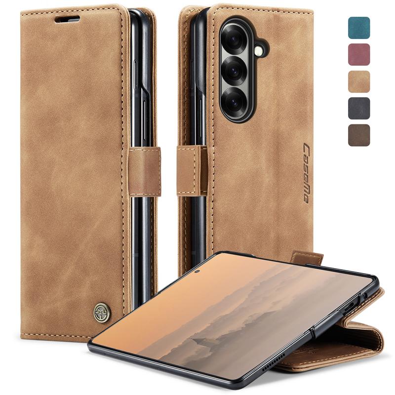 CaseMe For Samsung Galaxy Z Fold 7 6 5 Case Magnetic Retro Leather Flip Wallet Stand Cover With Card Slot for Galaxy Z Fold7