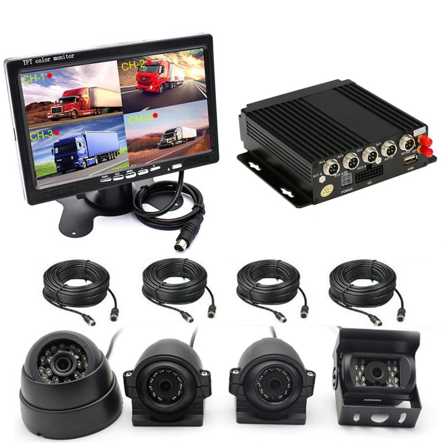 720P 4Ch Car Bus Dvr 4G Wireless Gps Realtime Video Recorder Box + 4X Ccd Camera