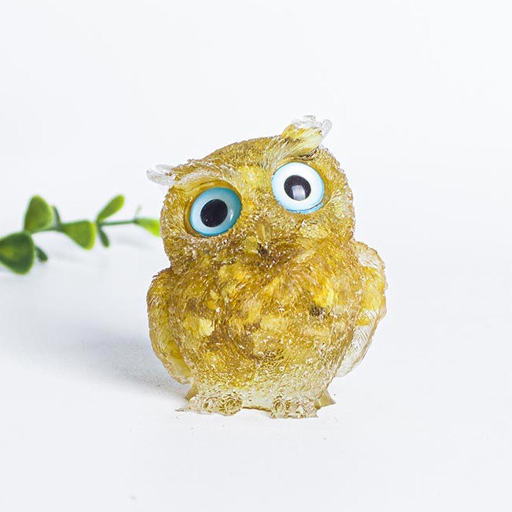 Natural Crystal Owl Car Ornament For Office Desk Decor Gift For Kids