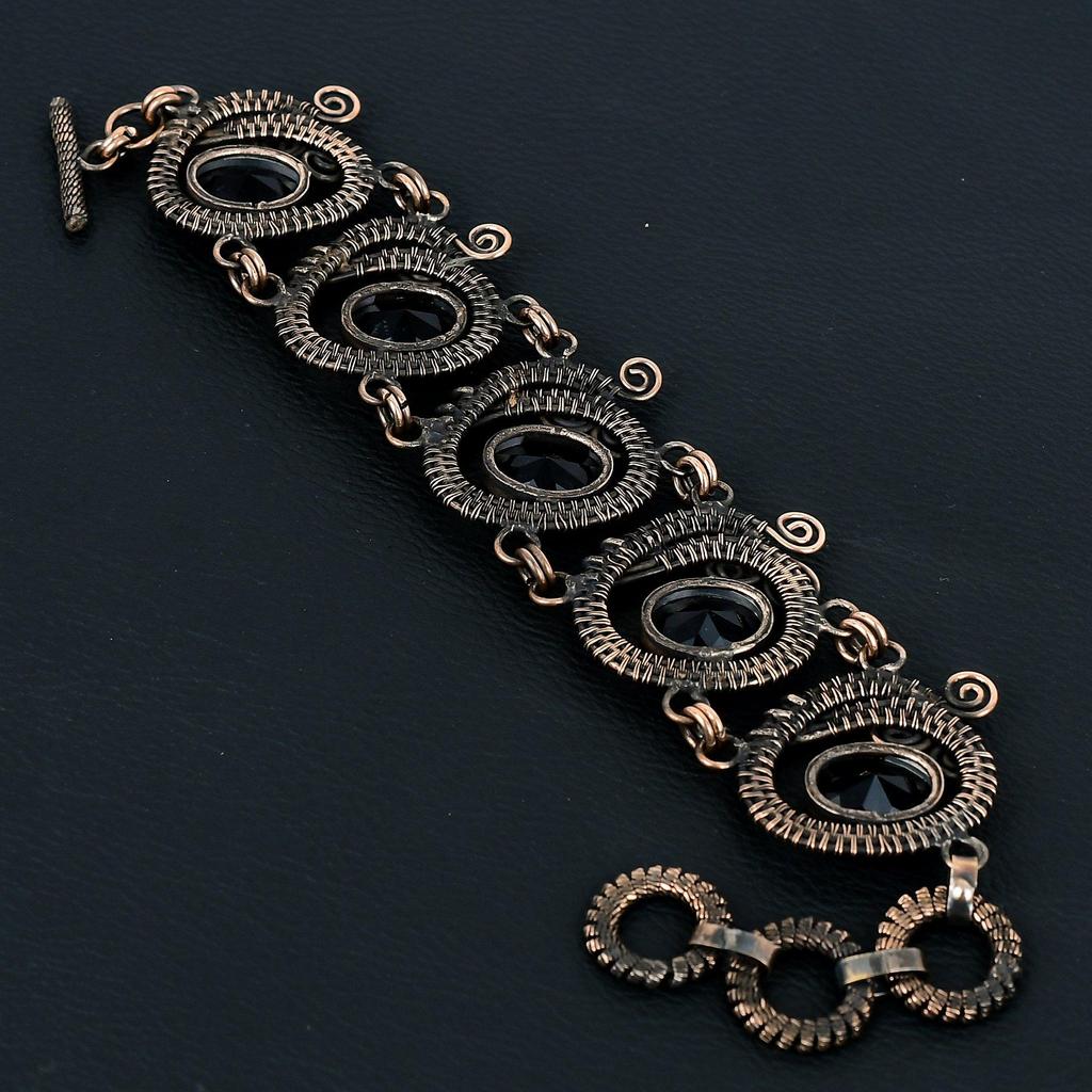 Wonderful Amethyst Gemstone Handmade Pure Copper Wire Wrapped Bracelet Jewelry