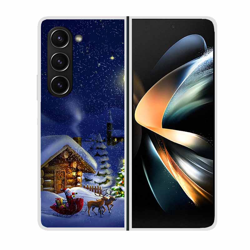 Christmas Cover For Samsung Galaxy Z Fold 5 5G Cases ZFold3 4 2 Clear Plastic Hard Back Cases For Samsung Z Fold 3 Phone Covers