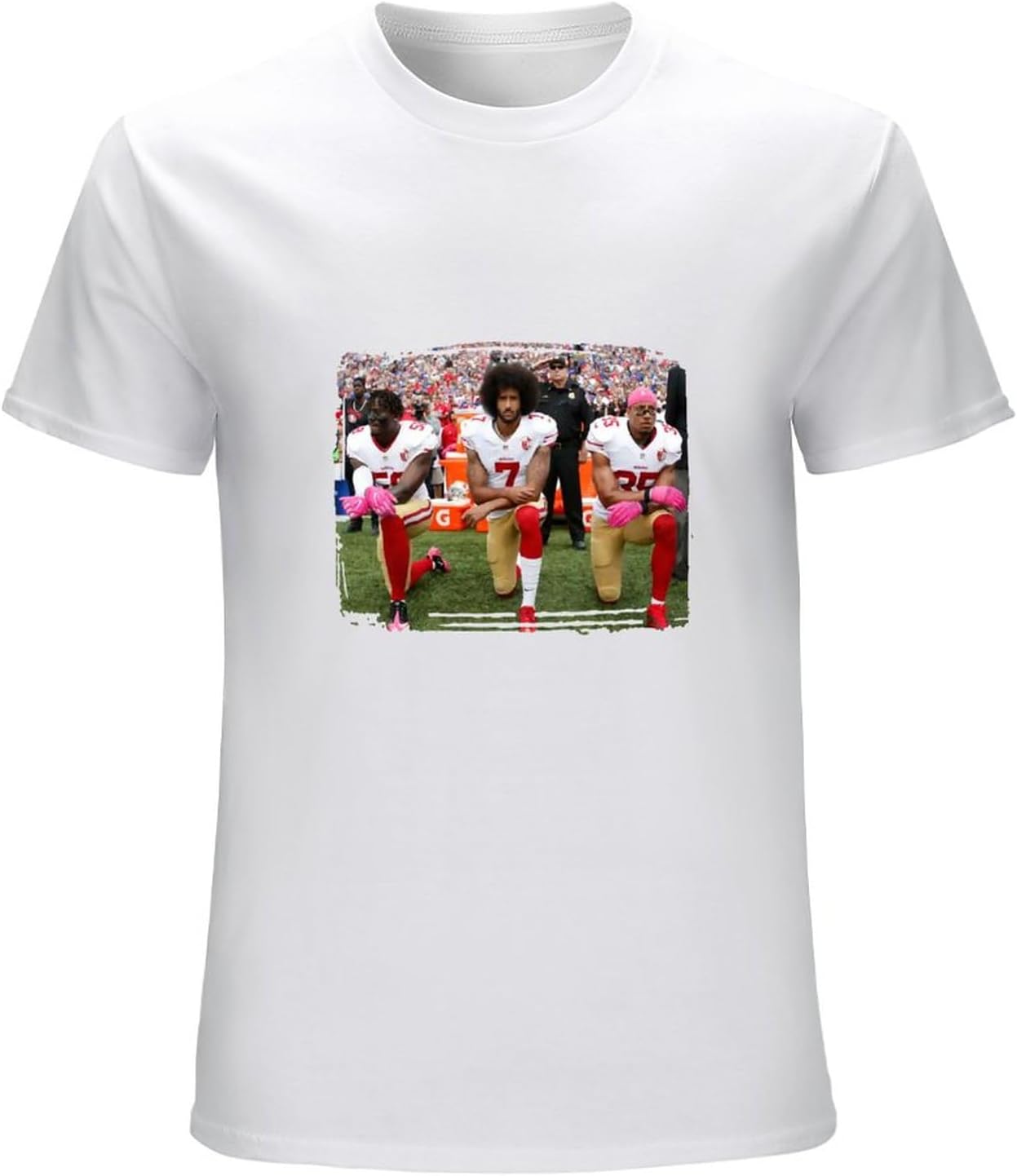 Colin Kaepernick Kneeling in Silent Protest T-Shirt Graphic Tee Printed Top for Mens 3XL