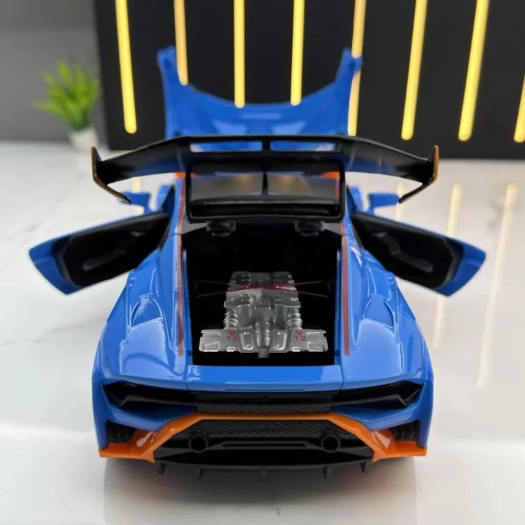 Alloy 1/24 Lambo Huracan STO Sport Car Model Diecast Toys Vehicles Sound and Light Voiture Miniature Collective Home Decoration