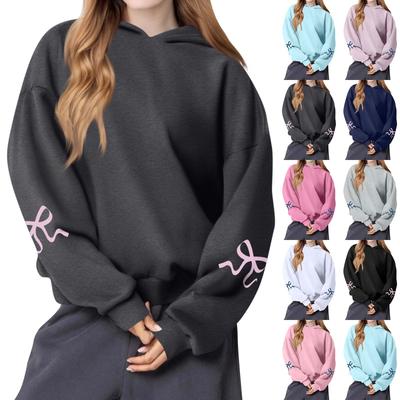 Damesmode Dames lichtgewicht lange mouw trui met zakken Preppy grafische hoodie