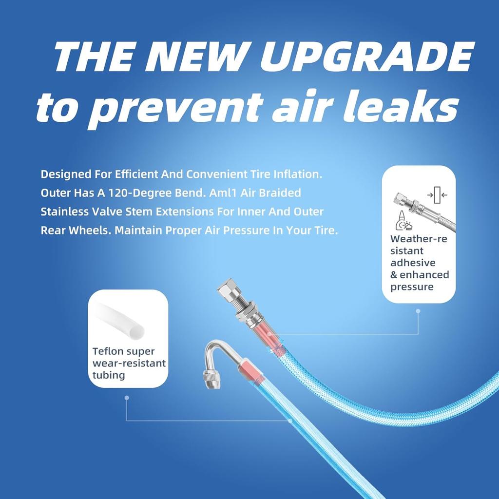 Double Tires Air Inflation Kit, Valve Stem Extension, Valve Stem Extenders, Dual Tire Air Inflation Kit, Tire Valve Extension Tube Kit for Tire