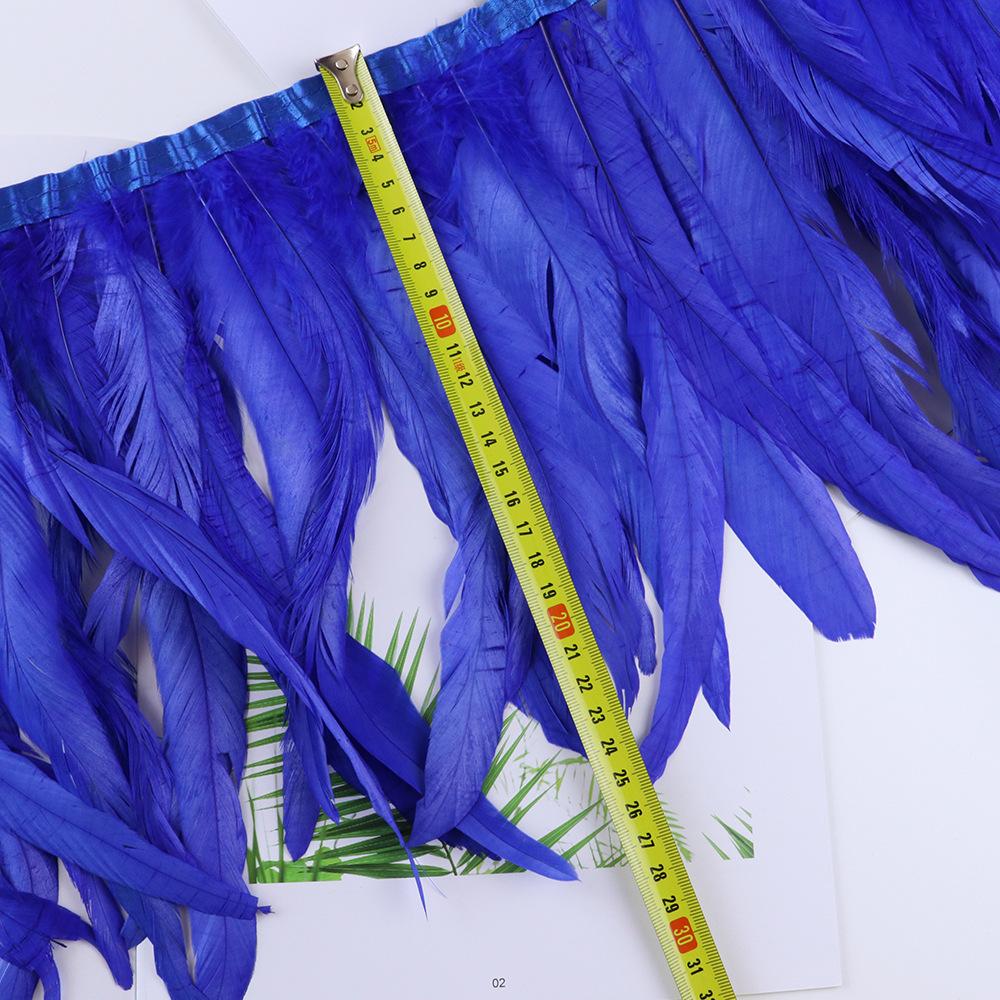 25-30Cm Dyeing Purple Tail Cloth Edge Clothing Accessories Pendant Handicraft Material Chicken Feather Cloth Belt Diy