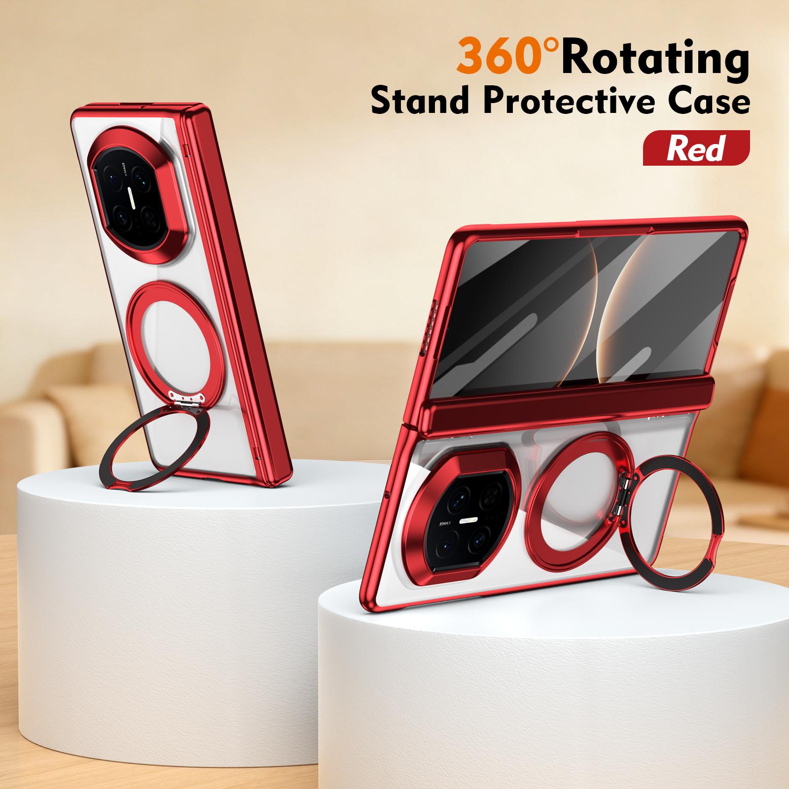

For Huawei Mate X7 Case Transparent Front Glass Film Hinge Protection Metal Magnetic Rotatable Stand Non-yellowing Plated Cover Huawei Mate X7