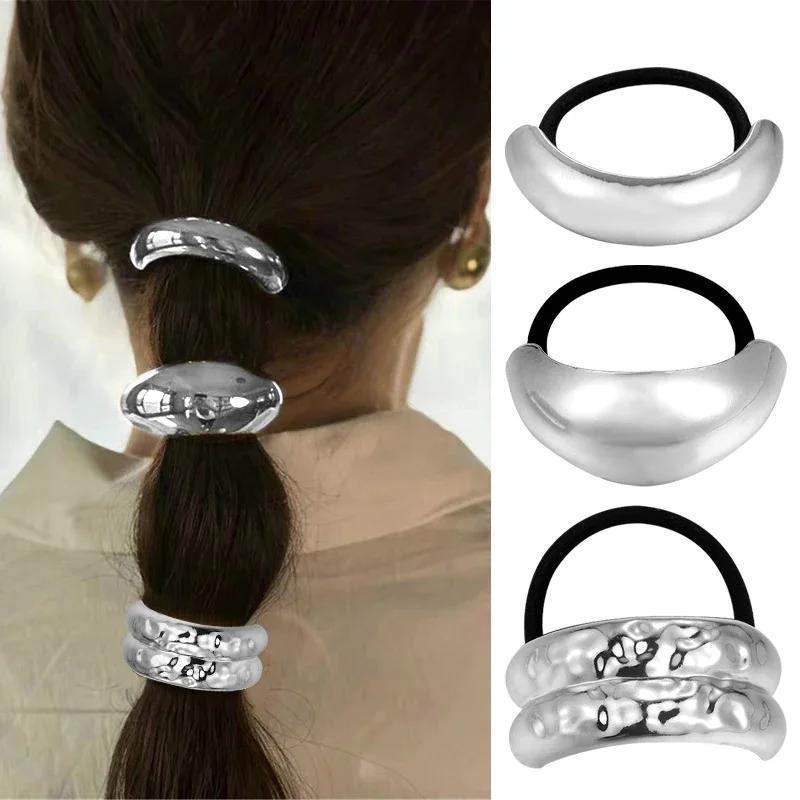 

3 шт. Панк Металл Неправильной формы Резинки для волос Мода Золотой цвет Эластичные Скранчи Хвост Новые Головные уборы Женщины Девушки Аксессуары для волос