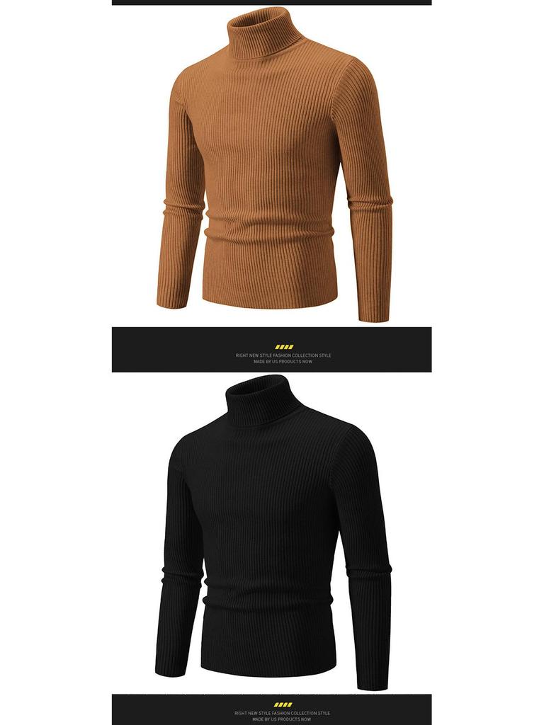 Herren Pullover Herbst/Winter 2024 Hoher Kragen Unifarben Lässig Gestrickt