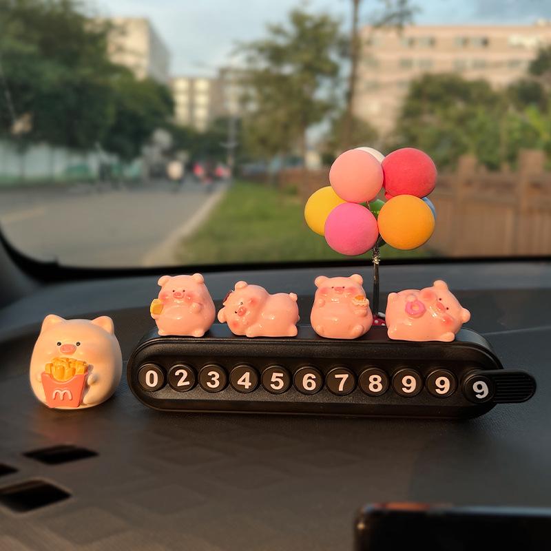 Adorable Pig Parking Phone Number Plate - Car Interior Ornament