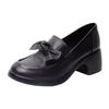 Soft Leather Single Shoes Women's Tide Spring and Autumn New One-pedal Thick Heel Round Head Bow Casual