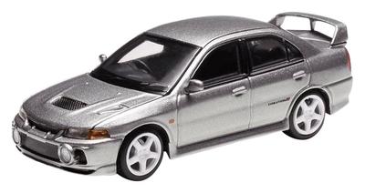MOTORHELIX 1/64 Mitsubishi Lancer Evolution IV STAHL SILBER METALLIC Fertigmodell M64001