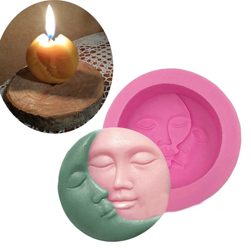 1Pc nowiu w kształcie słońca miłość silikonowe formy świec woskowych miłość mydło do twarzy formy parafinowe formy woskowe Home DIY formy do robienia świec