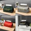 Leather Facial Tissue Box Cover Rectangular Napkin Holder Snap Closure