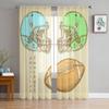 Sketch Helmet And American Football Ball Chiffon Sheer Curtains for Living Room Bedroom Decoration Window Voiles Tulle Curtain