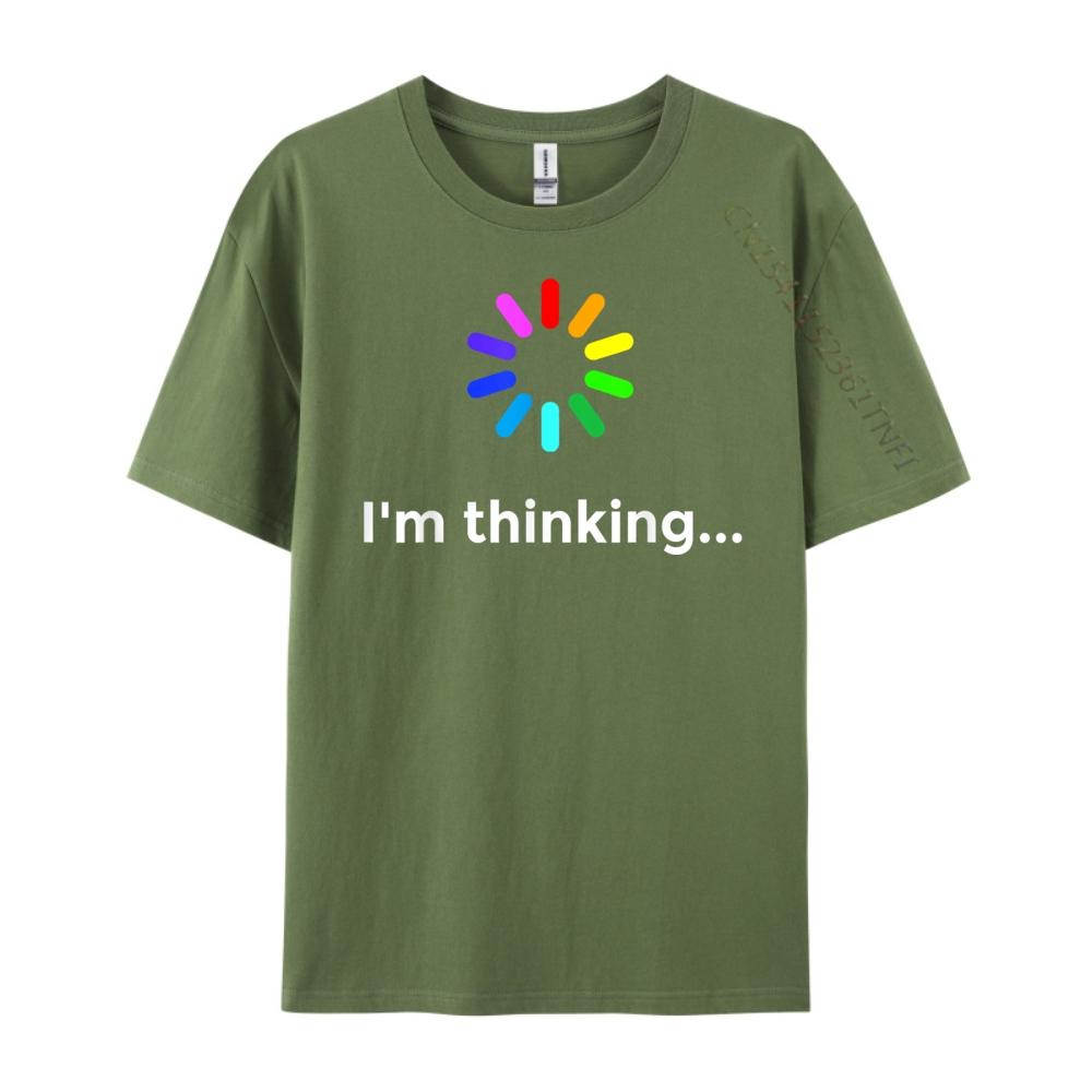 I M Thinking Geek Nerd Computer Programmer Techie T Green And White Graphic T Shirt Short Sleeve TShirt