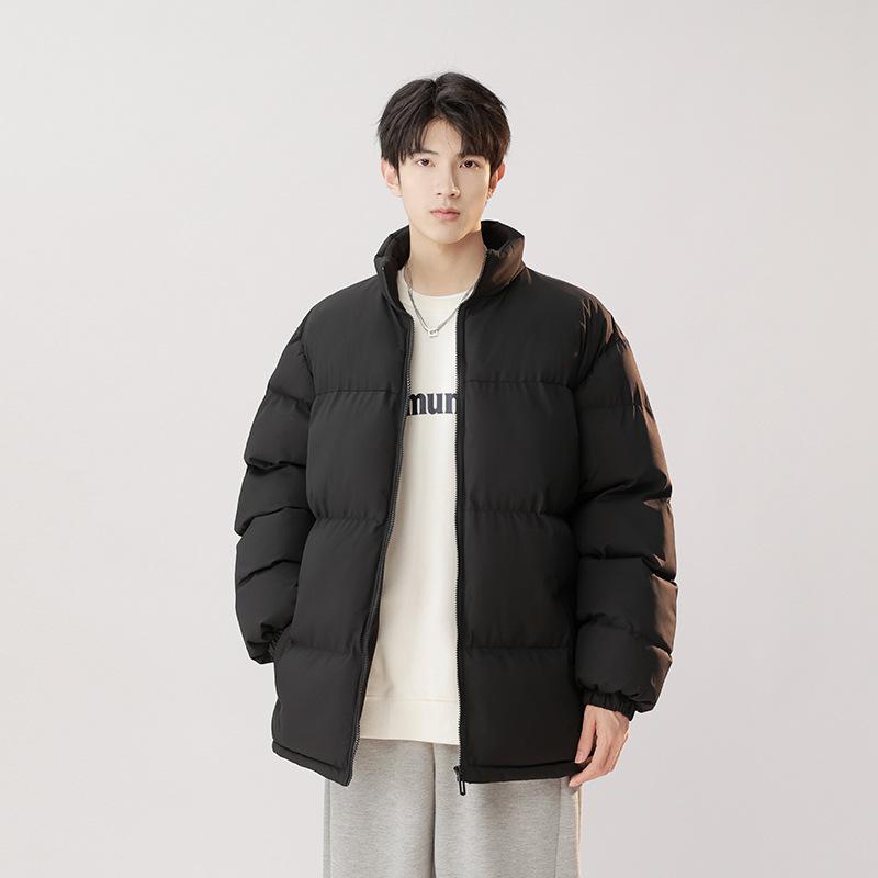 

New stand-up collar cotton-padded clothes, men s simple contrasting colors, trendy brand couples, thickened warm cotton clothes, cotton S чорний