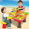 Kids Sand Water Table Play Set, Outdoor/Indoor Sandbox Toy Beach Toys Tools, 4-in-1 Activity Table for Toddlers, Summer Backyard Beach Toy for Kids 3+