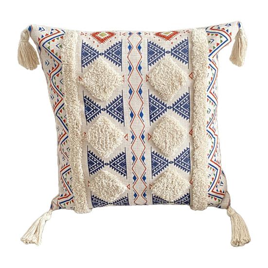 45x45CM všívaný povlak na polštář se střapci Český etnický styl Geometrický zip Bavlněná pohovka Ložnice Dekorace polštář Povlak na polštář