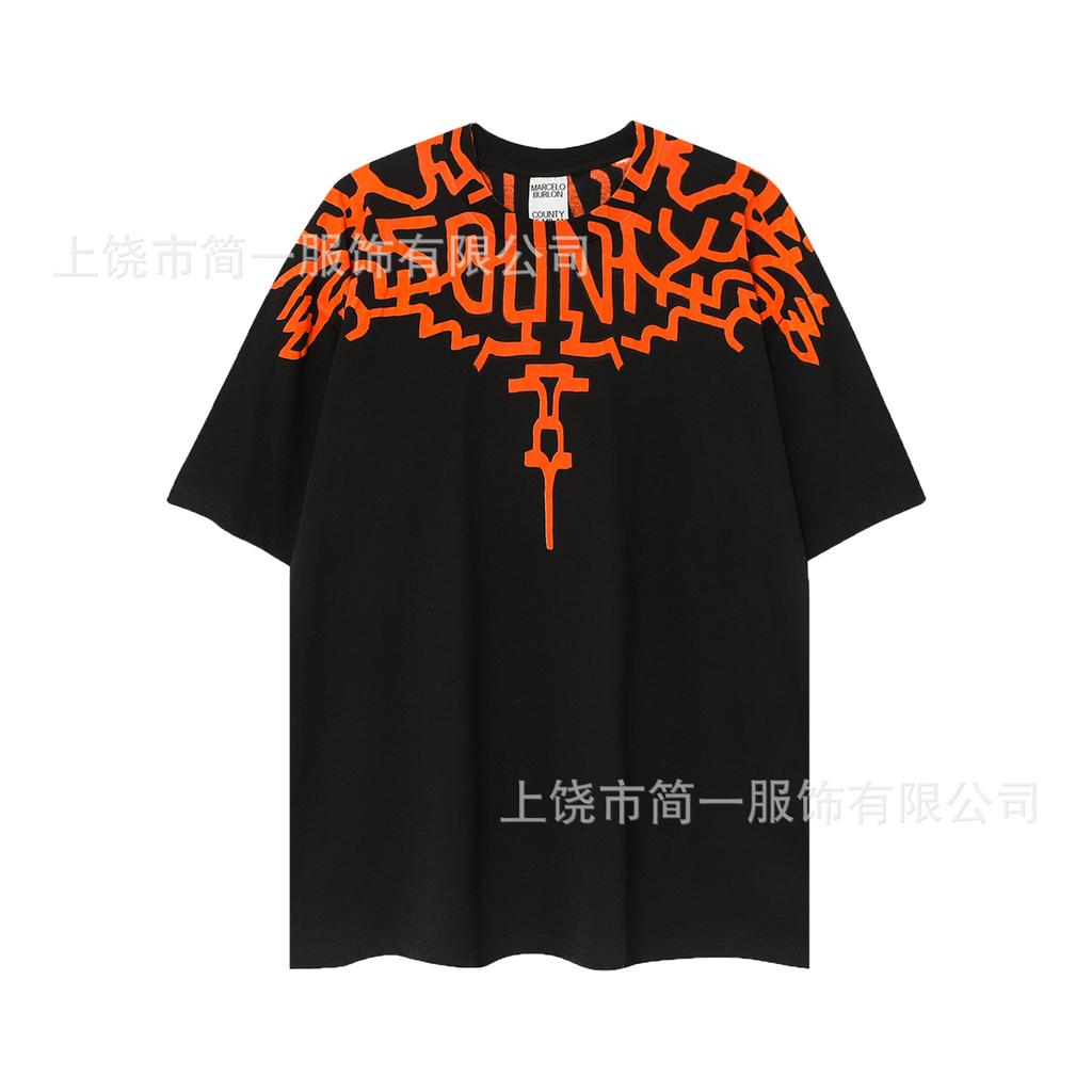 Summer Men's and Women's Same Fashion Trend T-shirt Personalized Trend Wing Printing Comfortable and Simple