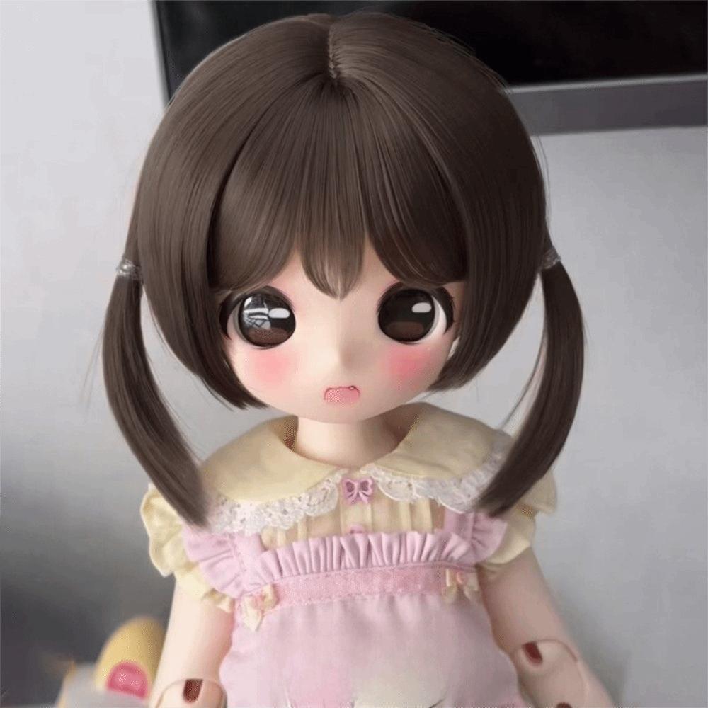 Cute Mushroom Bob Cut BJD Doll Bob Wig Braided Wig  For 1/3 1/4 1/6 Scale BJD Dolls