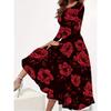 This Year's New Style Elegant Plus Size Floral Print Long Dress for Women - Round Neck, Machine Washable, Opaque - Perfect Choic