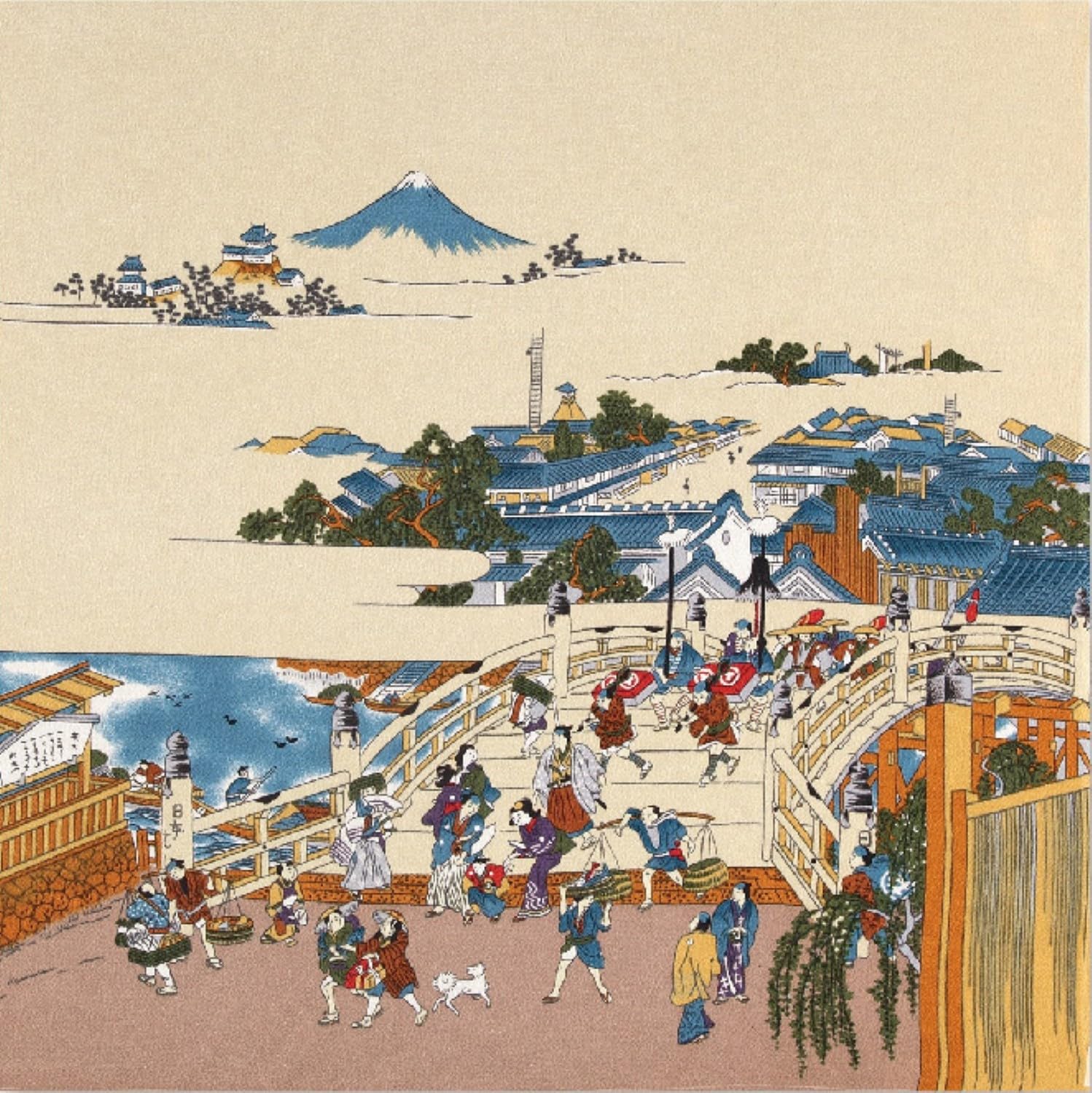 Taiko Sangyo Furoshiki Nihonbashi (Japanese crepe) Ukiyo-e (Japanese print) 4-3