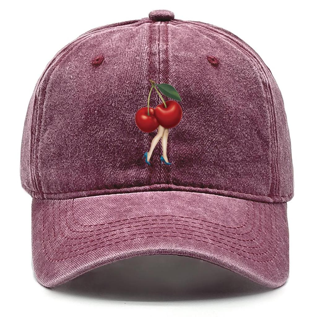 Kirsche High Heels Print Snapback Sonnenhut, Frucht Trucker Cap Solider Roher Schirm Sonnenschutz Sonnenblende Verstellbare Baseballkappe