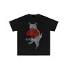 Boxing Cat Print Couple Tees Unisexs Womens Loose Casual Short Sleeve Crew Neck Cotton Tee Unisex Fashion Streetwear