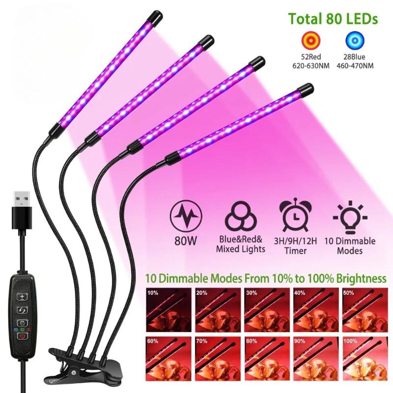 LED Full Spectrum Red Blue Grow Light,10 Dimmable Levels Plant Lamp for Hydroponic Greenhouse Indoor Vegetable Flower Potted Plant Cultivation