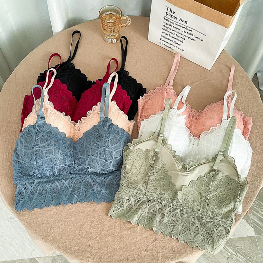 Lace Bra Women's Lace Bandeau Bra With Straps And Removable Padding