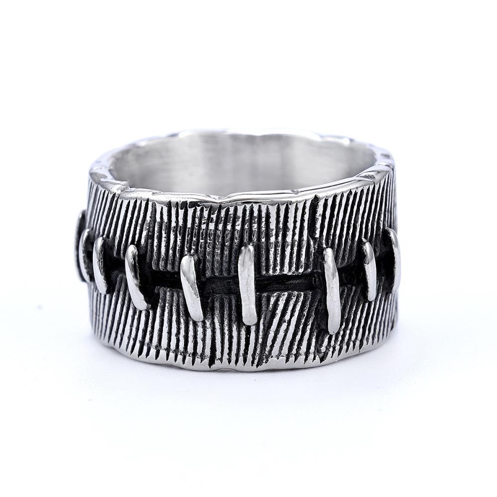 Dunkler Punk-Ring mit Nähten für Herren Trendiges Gothic-Stil Must-Have-Accessoire