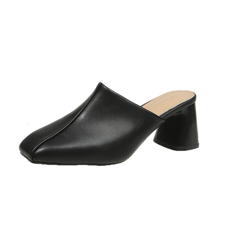 Fashion Comfortable Women's Thick Heel Slippers Sexy Cover Toe Slip-on Women's High Heels Large Size 35-43 Outdoor Leisure Spring/autumn