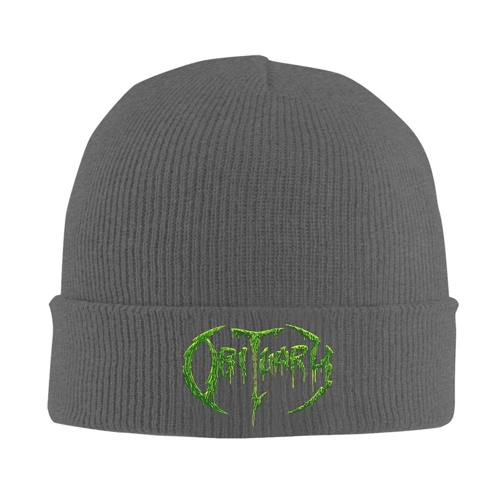 Vuxen Dödsannons Bandlogotyp Death Metal Trucker Varm Stickad Mössa Vinterstickad Mössa Huvudbonad Skullies Mössor Hip Hop-Mössor för Unisex